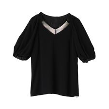 異素材切り替えブラウス