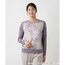 ペイズリー柄切替クルーネックニット【ROCHAS Premiere】