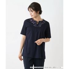 刺繍半袖プルオーバー