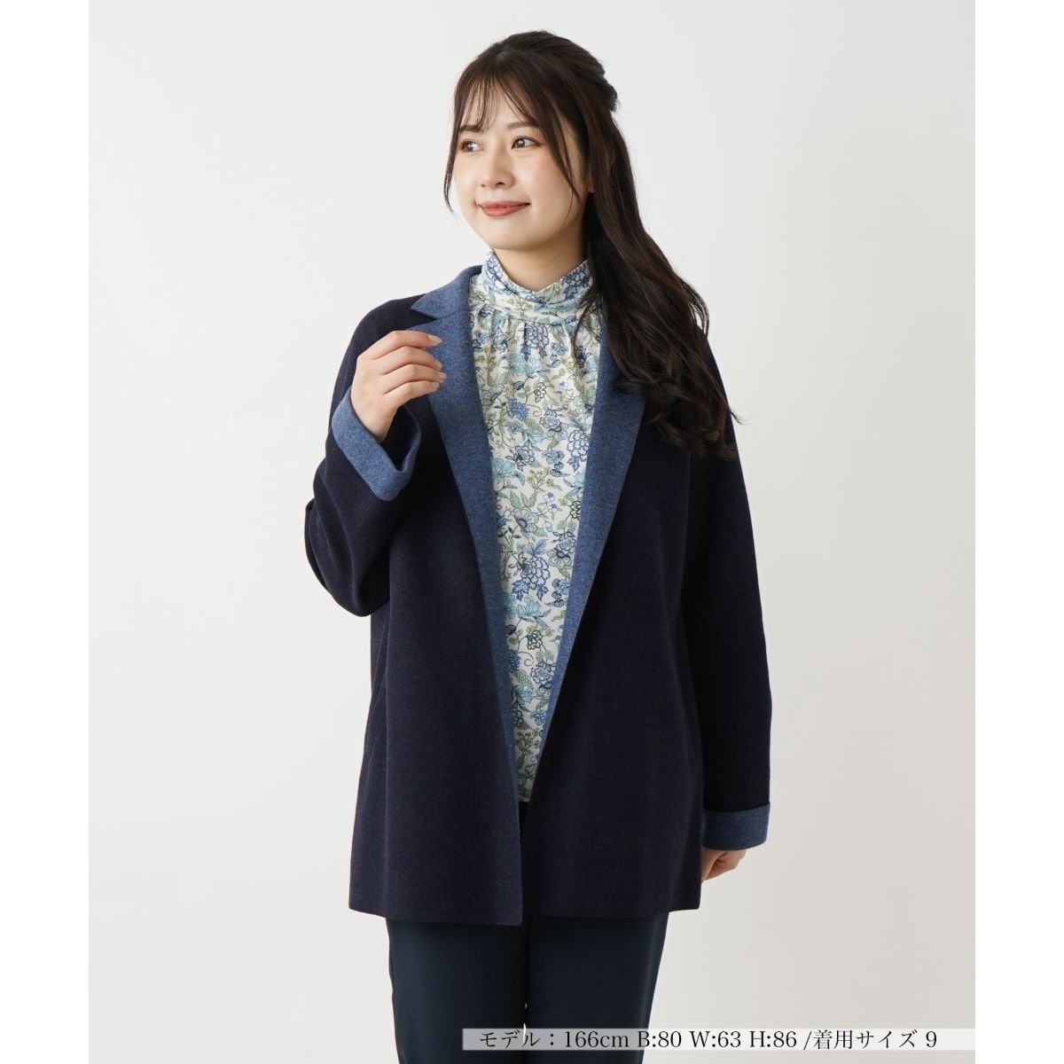 レディース レリアン leilian 近年モデル ツイード ハーフコート 比翼