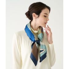 幾何学調植物柄スカーフ