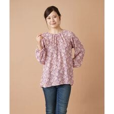 フラワー柄スモックブラウス