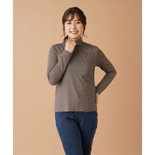 レリアン(Leilian)のナローボーダーハイネックカットソー