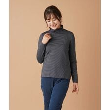 レリアン(Leilian)のナローボーダーハイネックカットソー