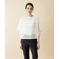 透かし編みニットプルオーバー