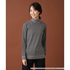 ボーダーハイネックカットソー