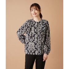 ボタニカル柄フリルブラウス