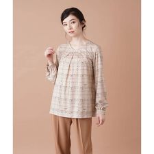 レリアン(Leilian)の【セットアップ対応商品】チェックVネックカットソー【ROCHAS Premiere】