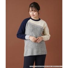 ラメカラーブロックニット