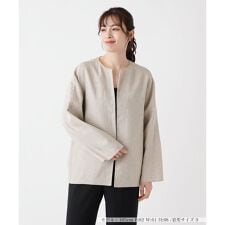 綿麻ノーカラージャケット