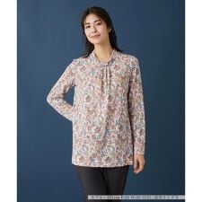 ボタニカル柄ボウタイ風カットソー【BINDA】