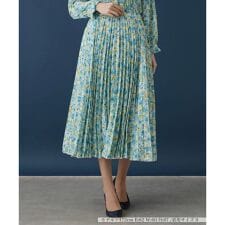 水彩フラワープリーツスカート【ROCHAS Premiere】