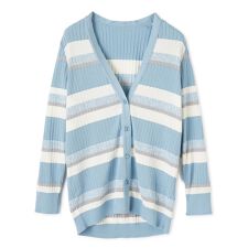 ボーダーVネックニットカーディガン【ROCHAS Premiere】