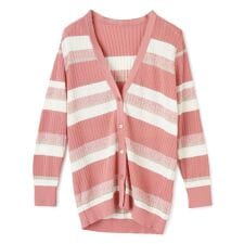 ボーダーVネックニットカーディガン【ROCHAS Premiere】