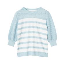 7分袖ボーダーニットプルオーバー【ROCHAS Premiere】