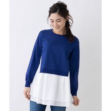 重ね着風異素材トップス【MUSE BY ROCHAS Premiere】