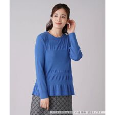 ボーダー×リブ編みクルーネックニット【ROCHAS Premiere】