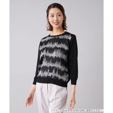 フロント切替9分袖ニットプルオーバー