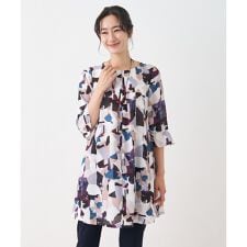 ジオメトリック柄チュニックブラウス