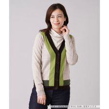 配色Vネックニットカーディガン