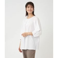 レリアン(Leilian)の七分袖タックブラウス