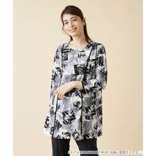 プリントチュニック丈ブラウス