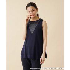 メッシュ切替ノースリーブニット