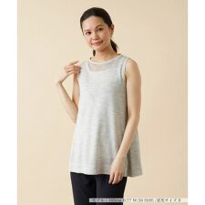 メッシュ切替ノースリーブニット