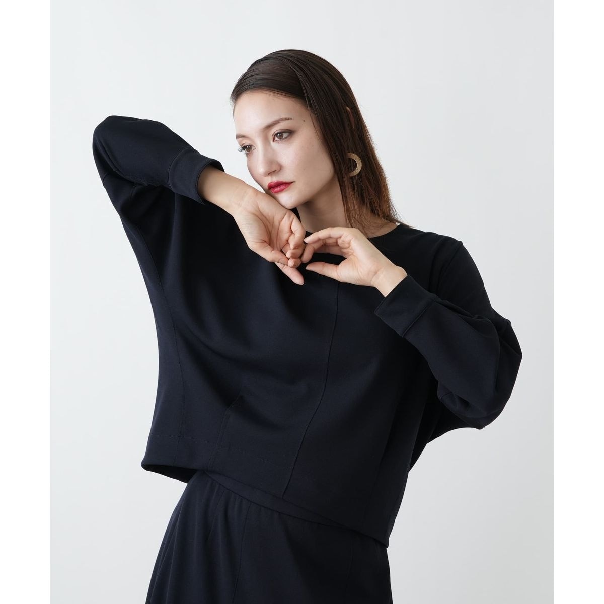 【新品】定価42,900円　レリアン　リボン付きブラウス　ネイビー　13＋ ウォッシャブル】ハイネックブラウス【BOURGE】|レリアン プラスハウス