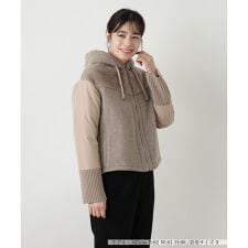 異素材切替フーデッドジャケット