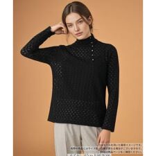 レリアン(Leilian)の透かし編みハイネックニットソー