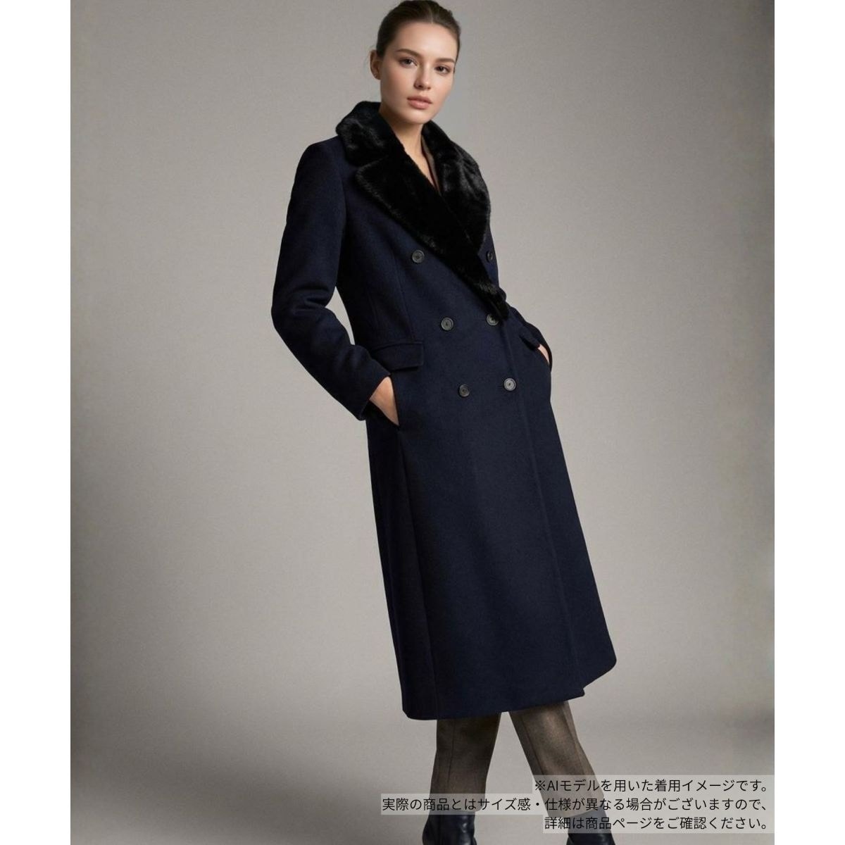 フェイクファーフーデッドショートコート【Leilian WHITE LABEL