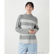スパンコールヤーンハイネックボーダーニット【Leilian WHITE LABEL】
