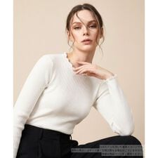 フリル編地切替ニット