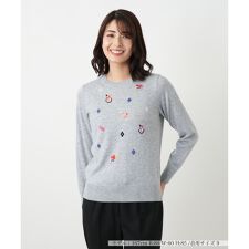 刺繍クルーネックニット【Leilian WHITE LABEL】