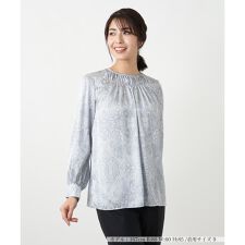 ペイズリー柄ギャザーブラウス【Leilian WHITE LABEL】