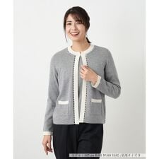 ビジューバイカラーカーディガン【Leilian WHITE LABEL】