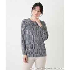 幾何学柄クルーネックカットソー【ROCHAS Premiere】