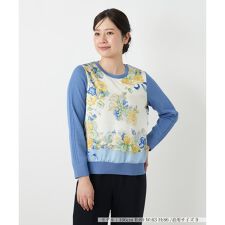 プリント切替クルーネックニット【ROCHAS Premiere】