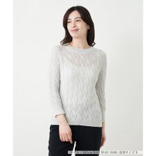 カシミヤ混ラメクルーネックニット【BARNA】