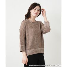 カシミヤ混七分袖クルーネックニット【BARNA】