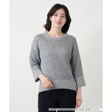 カシミヤ混七分袖クルーネックニット【BARNA】