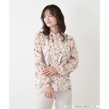 ボタニカル柄フリルブラウス【Leilian WHITE LABEL】