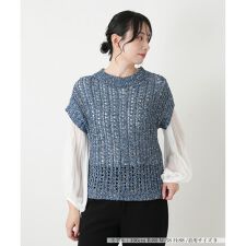 スパンコール混ラメニットベスト