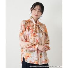 フラワー柄ボウタイブラウス【ROCHAS Premiere】【ERICA】