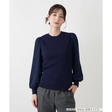 切替ボリュームスリーブニット