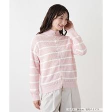 ボーダーハイネックニットブルゾン