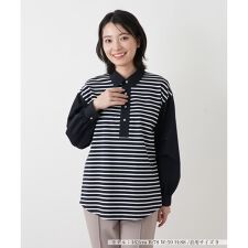 ボーダー切替ポロシャツ【MUSE BY ROCHAS Premiere】