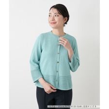 透かし編み切替ラメカーディガン