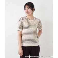 透かし編みボーダーニット